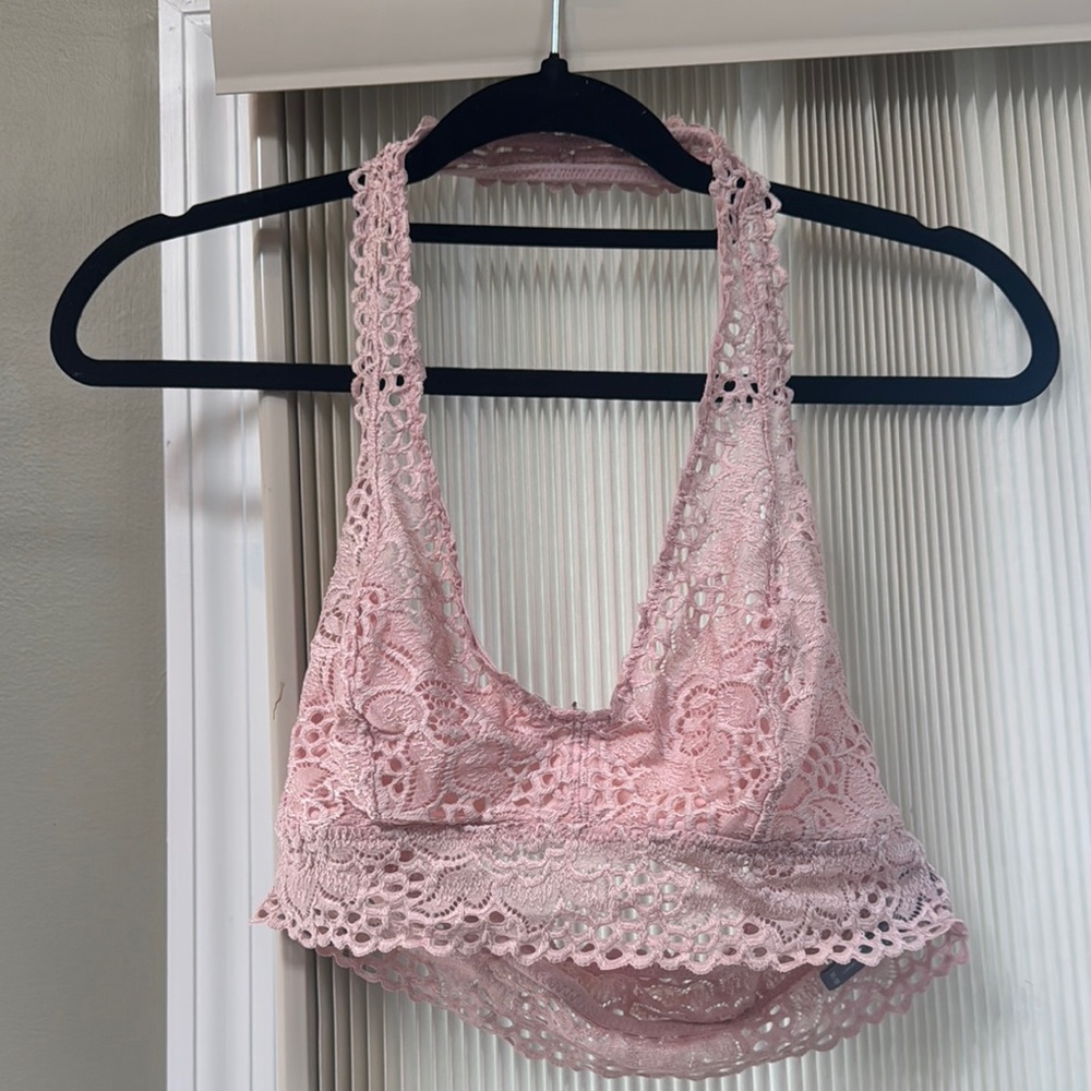 Pink Lace Halter Bralette